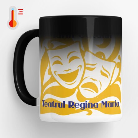 Cană termosensibilă personalizată cu text pentru actori - Acting Masks
