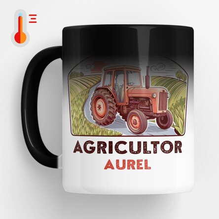 Cană termosensibilă personalizată cu text pentru agricultori - Tractor