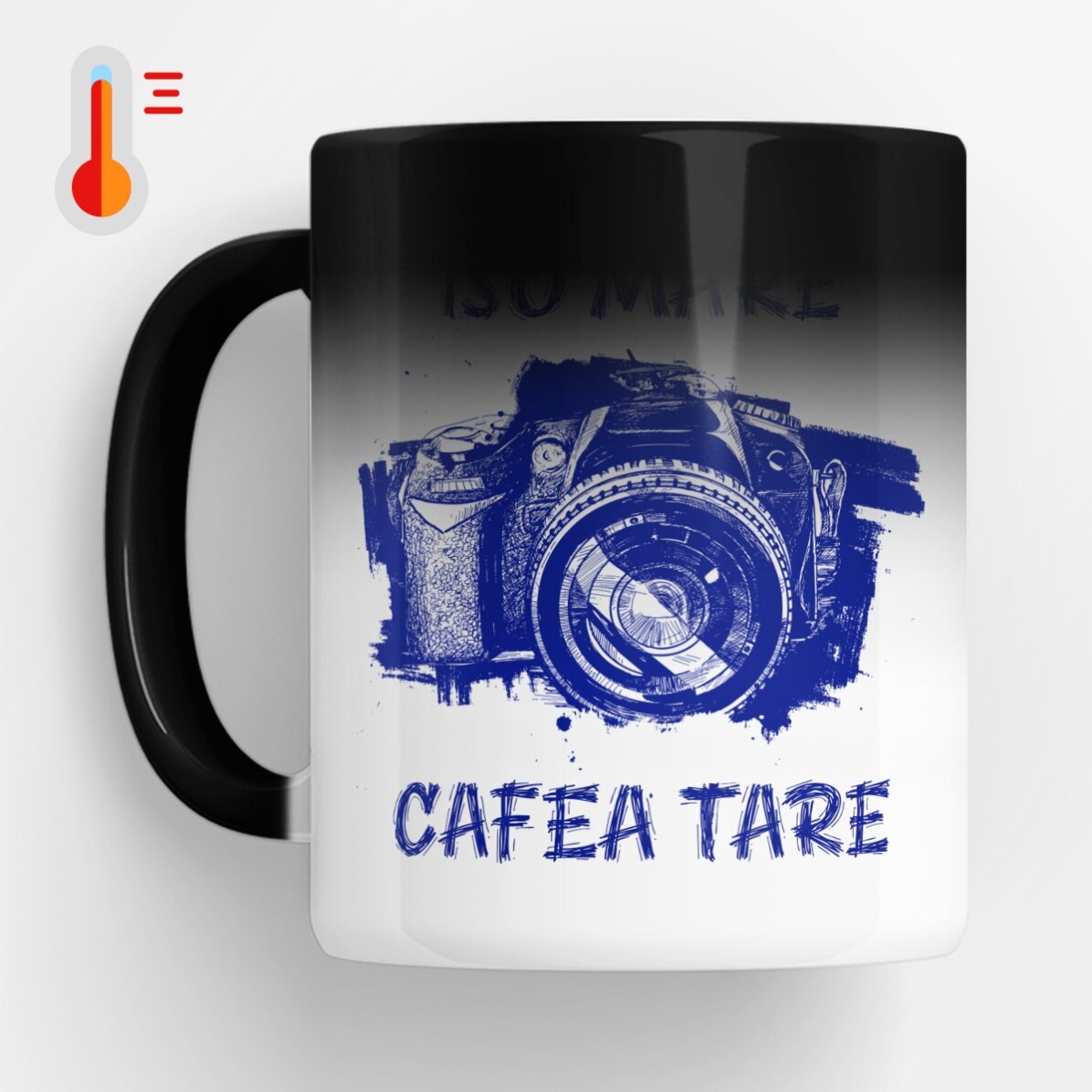 Cană termosensibilă personalizată cu text pentru fotografi - Aparat foto