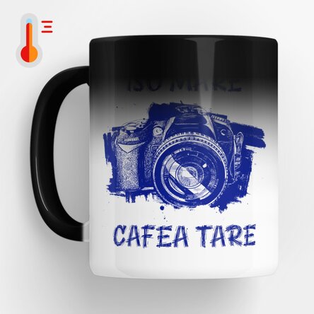 Cană termosensibilă personalizată cu text pentru fotografi - Aparat foto