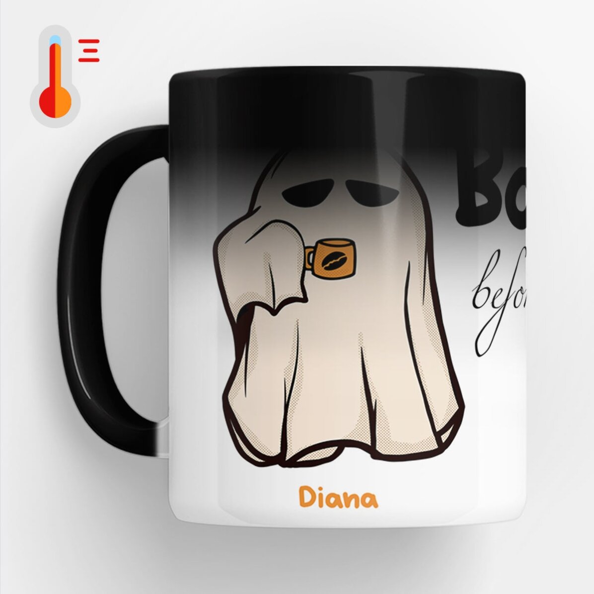 Cană termosensibilă personalizată cu text pentru Halloween - Boo