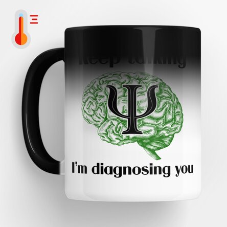 Cană termosensibilă personalizată cu text pentru psihologi - Psyche