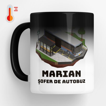 Cană termosensibilă personalizată cu text pentru șoferi - Șofer de autobuz