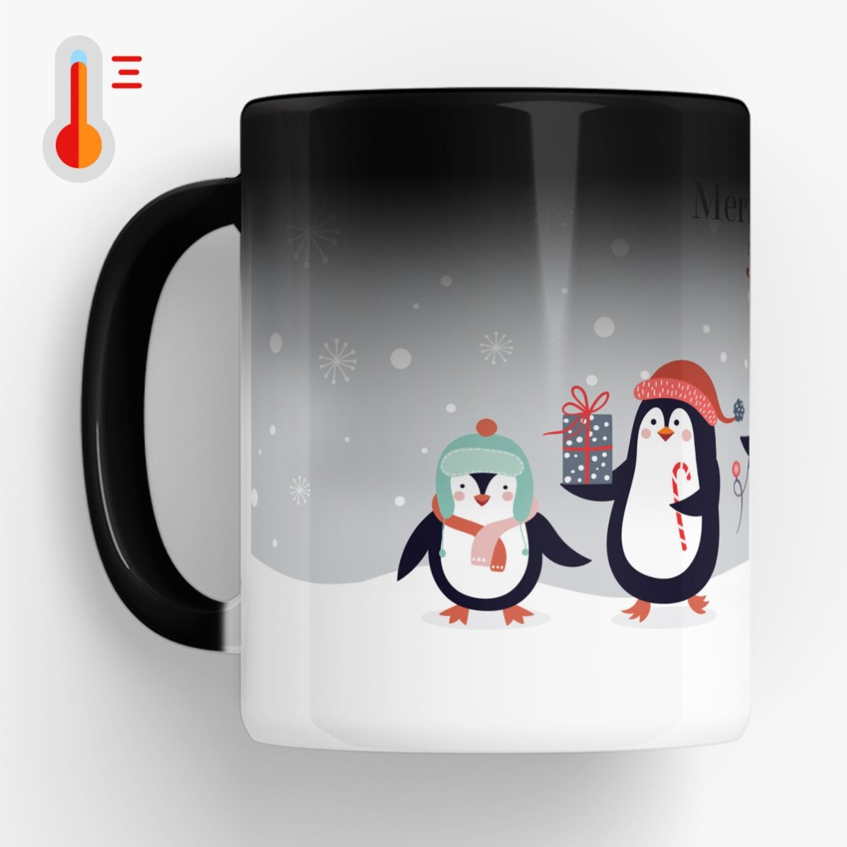 Cană termosensibilă personalizată cu text - Pinguin