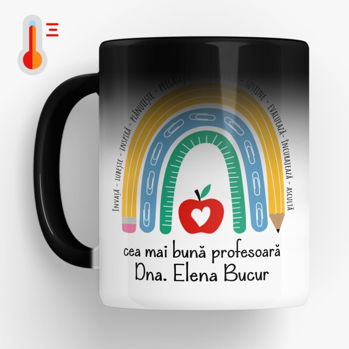 Cană termosensibilă personalizată cu text - Profesoară