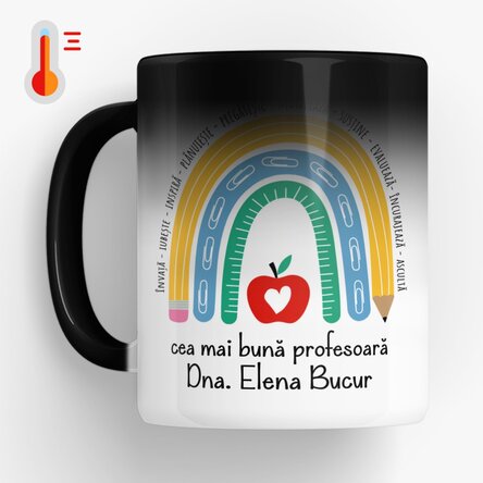 Cană termosensibilă personalizată cu text - Profesoară