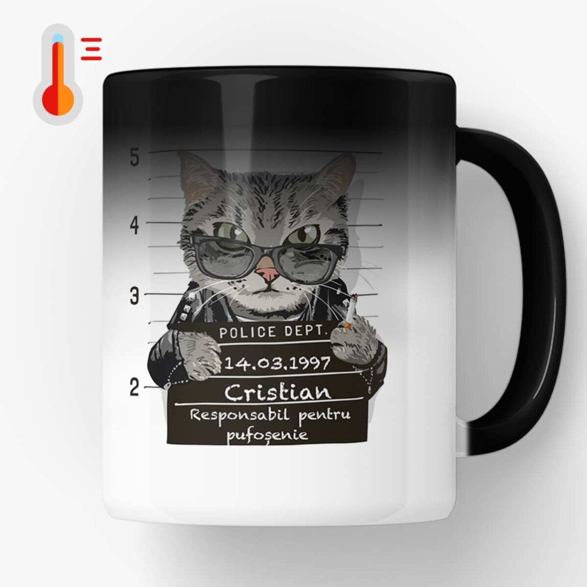 Cană termosensibilă personalizată cu text - Pufoșenie