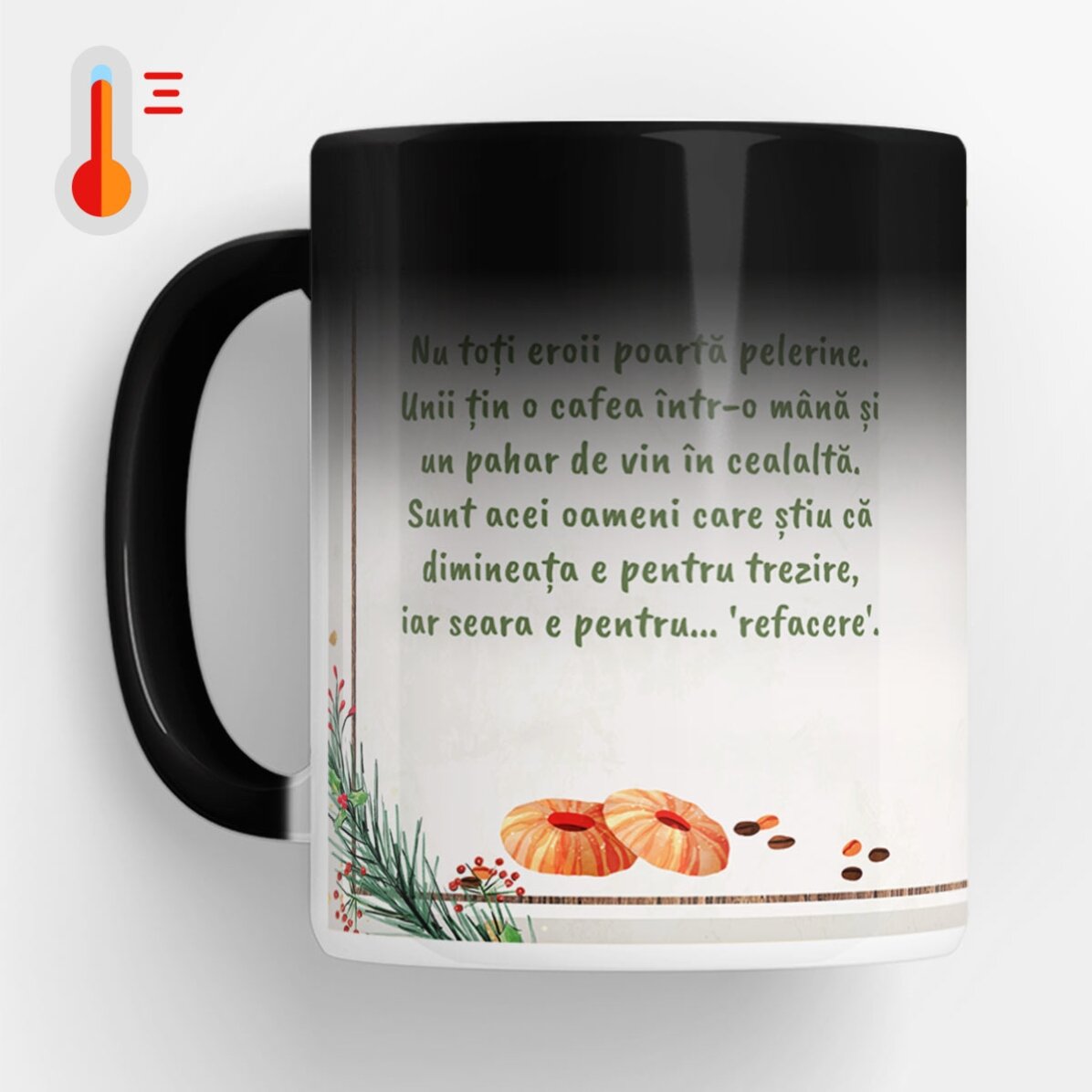 Cană termosensibilă personalizată cu text - Rețeta unei zile perfecte