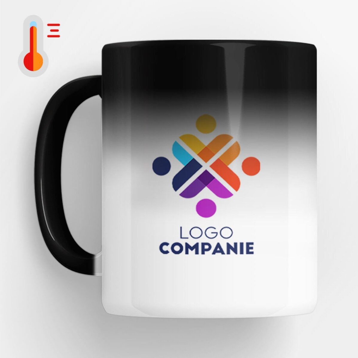 Cană termosensibilă personalizată cu text și logo - Clopot Merry Christmas