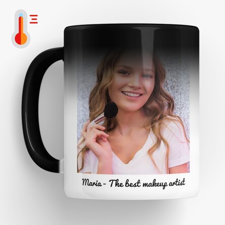 Cană termosensibilă personalizată cu text și o poză 