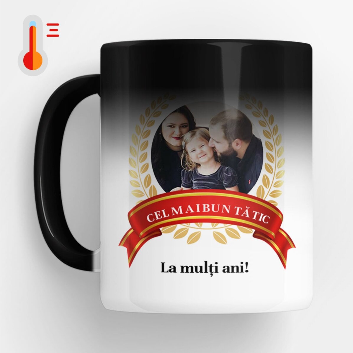  Cană termosensibilă personalizată cu text și poză - Numărul 1