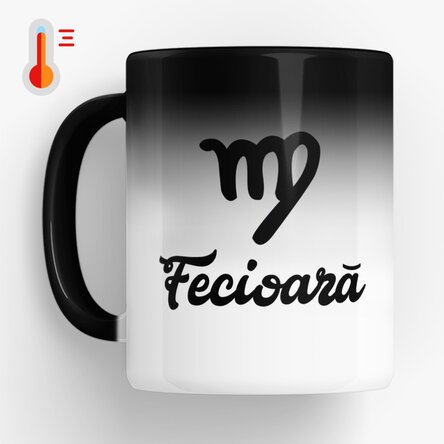 Cană termosensibilă zodiac personalizată cu poză și text - Fecioară