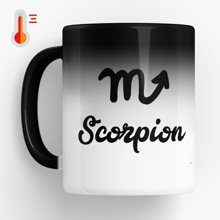Cană termosensibilă zodiac personalizată cu text - Scorpion 