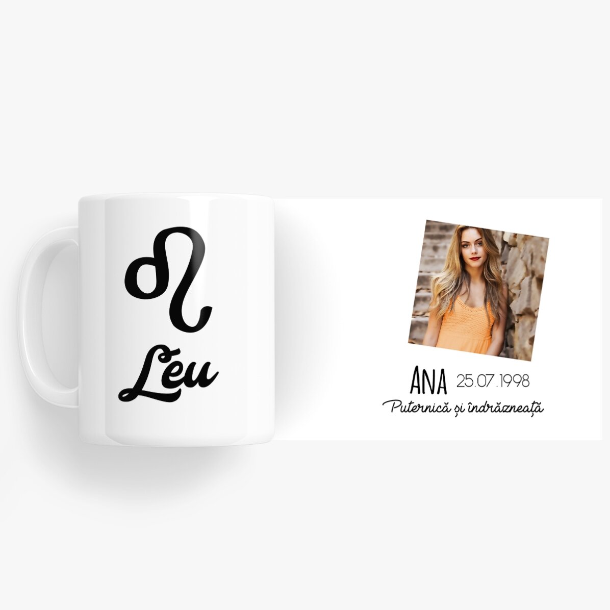 Cană zodiac personalizată cu poză și text - Leu