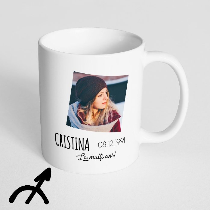 Cană zodiac personalizată cu poză și text - Săgetător