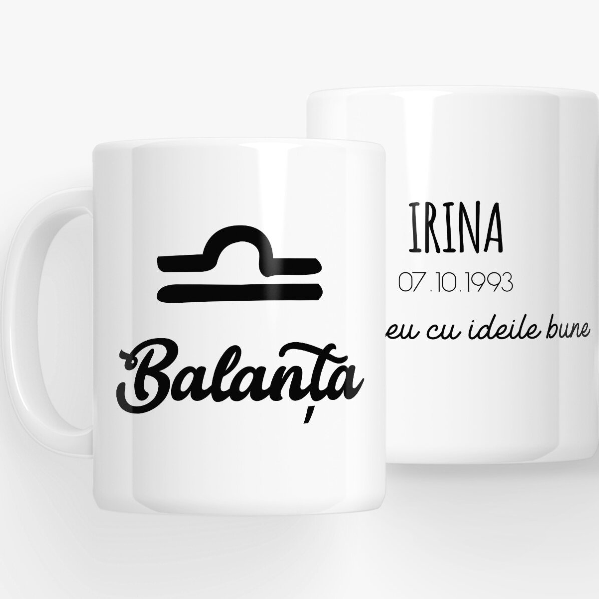 Cană zodiac personalizată cu text - Balanță