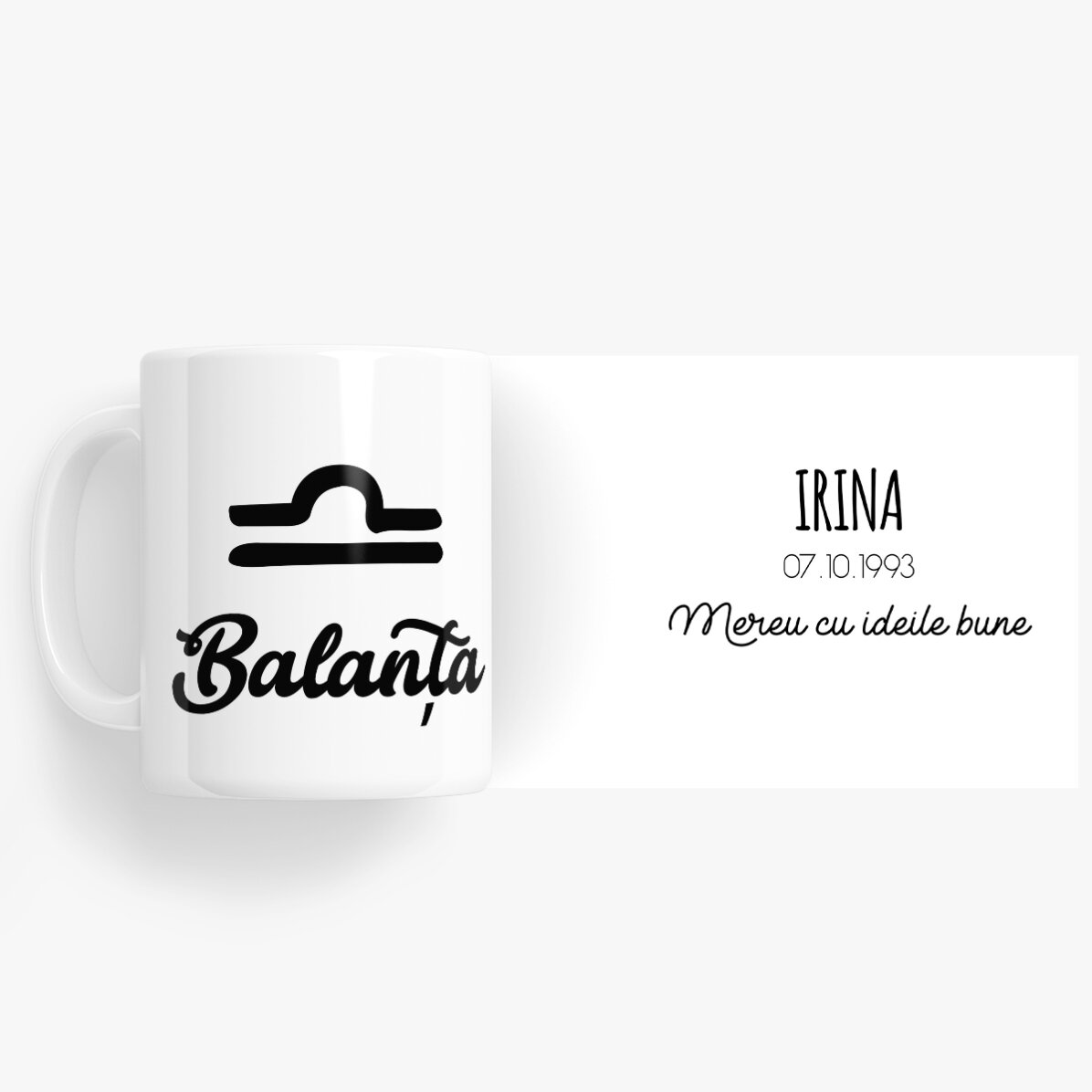 Cană zodiac personalizată cu text - Balanță