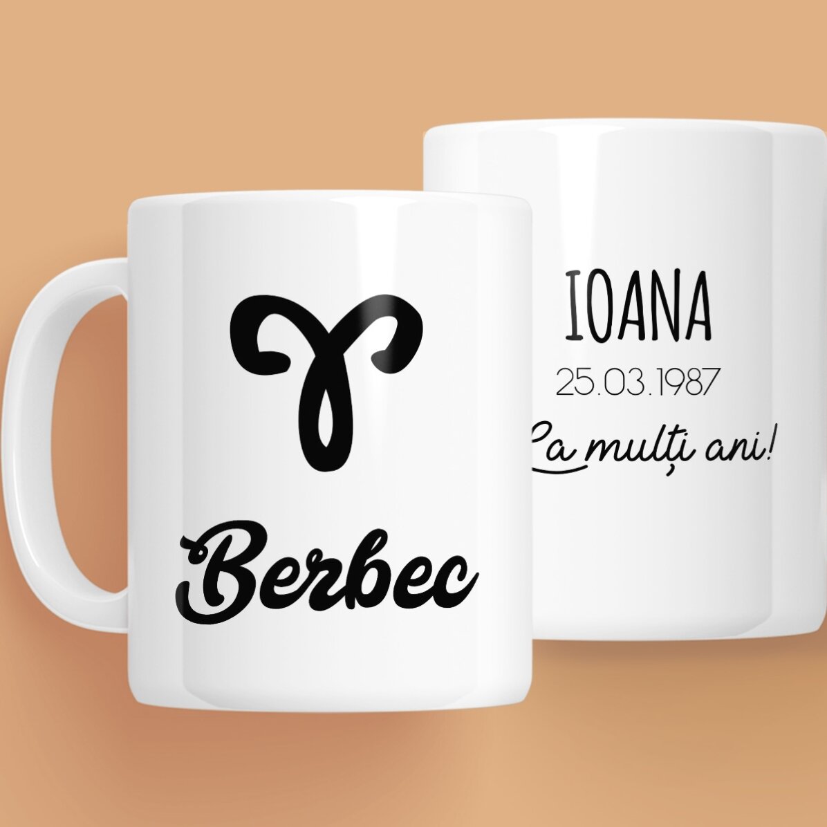 Cană zodiac personalizată cu text - Berbec