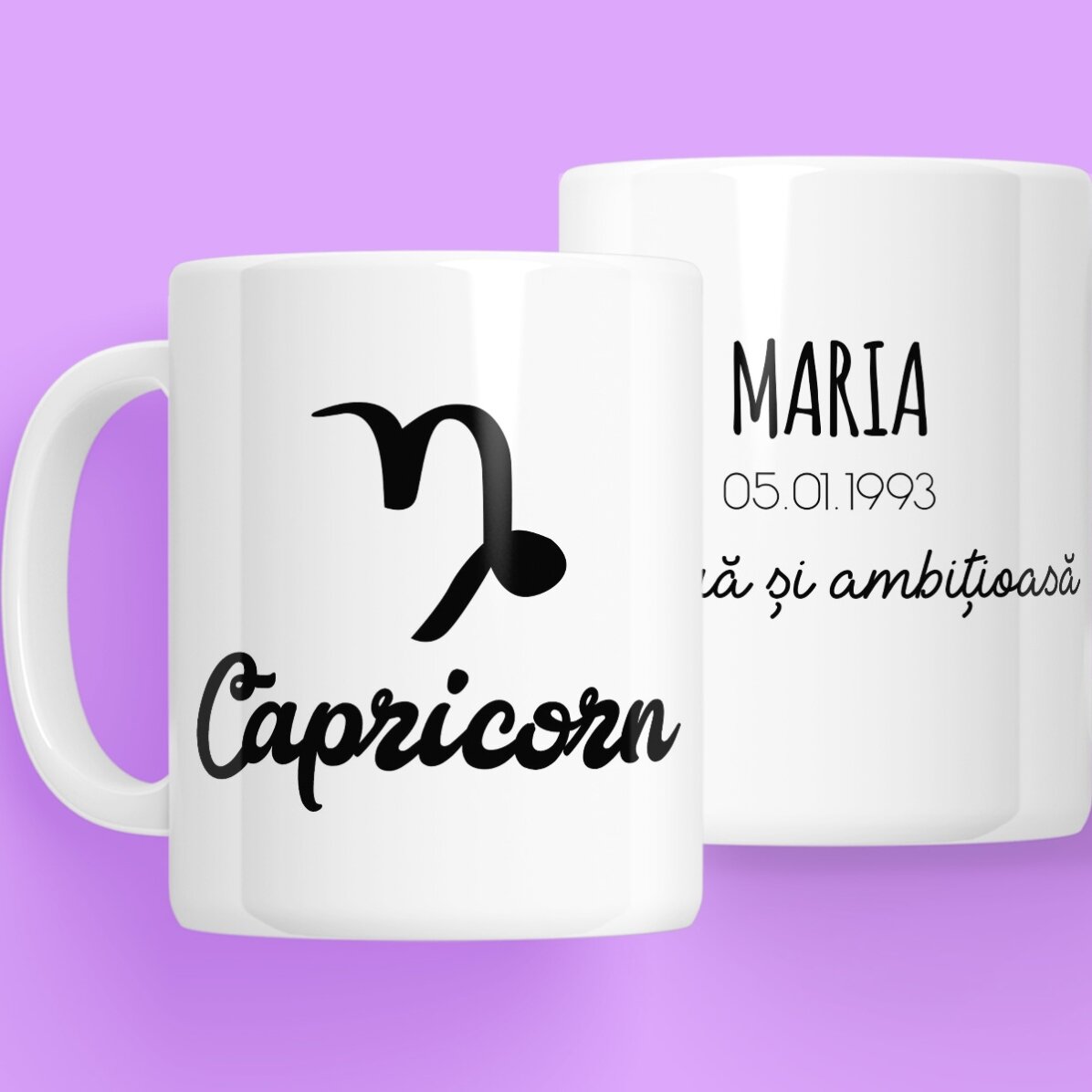 Cană zodiac personalizată cu text - Capricorn