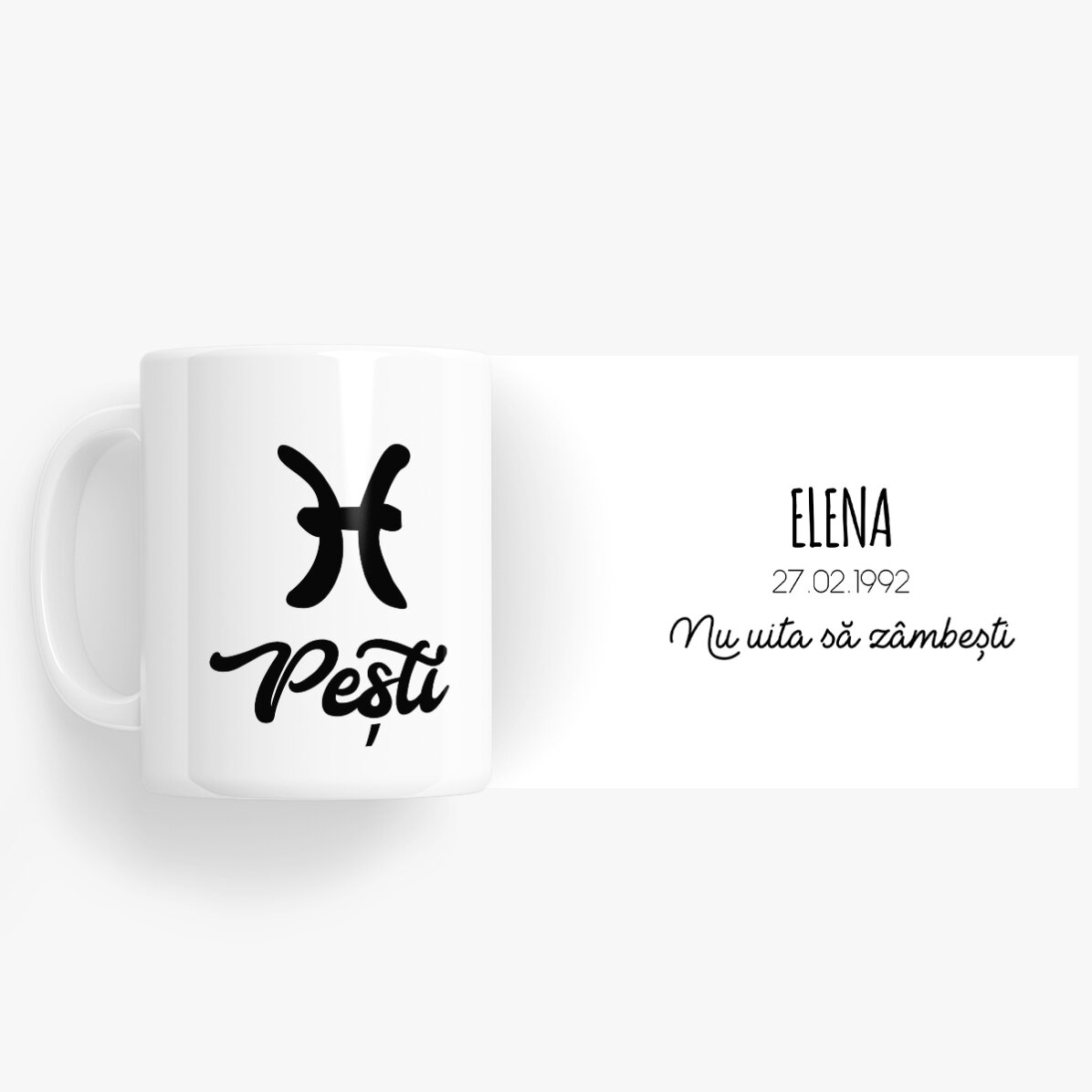 Cană zodiac personalizată cu text - Pești