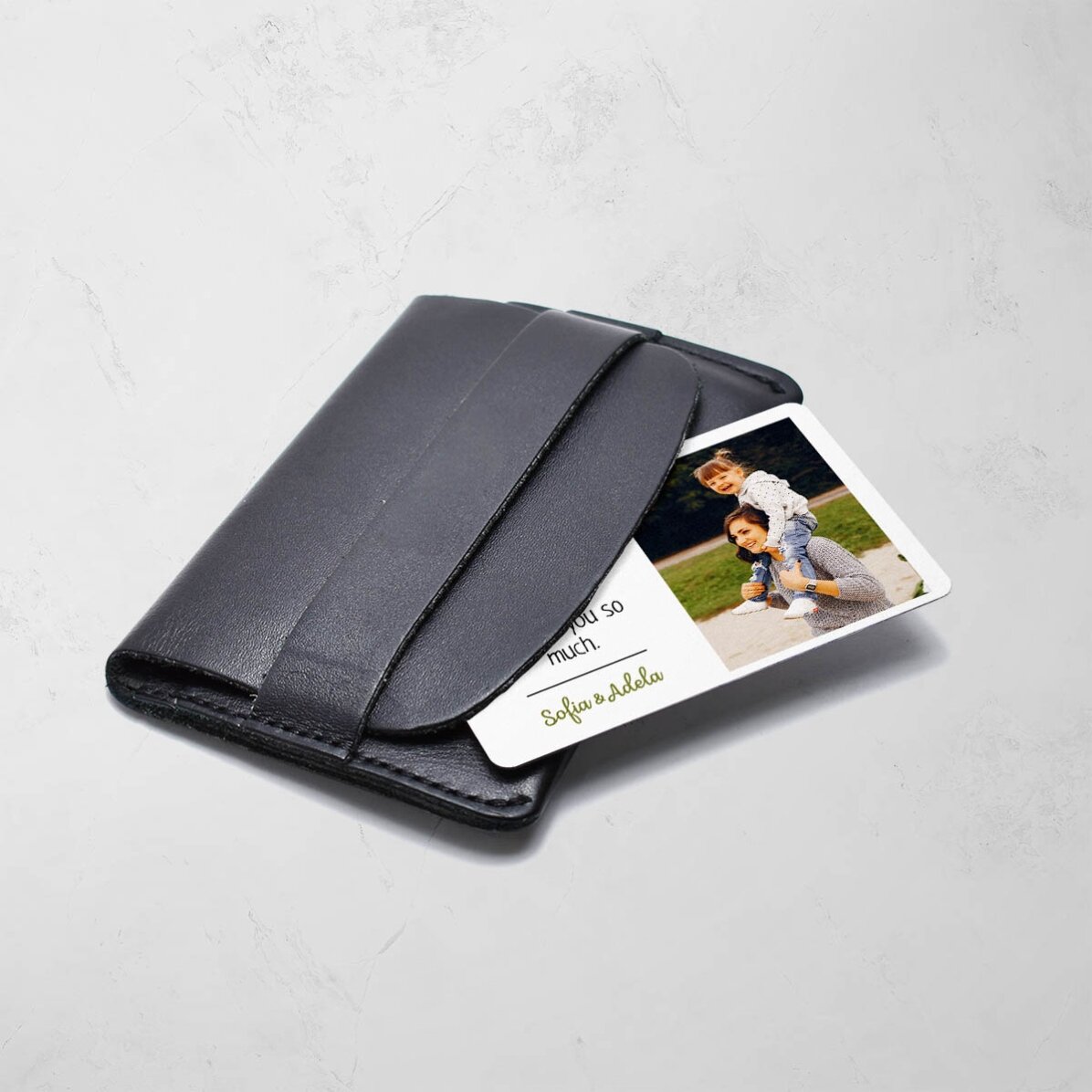 Card aluminiu personalizat față-verso cu 2 poze și mesaj