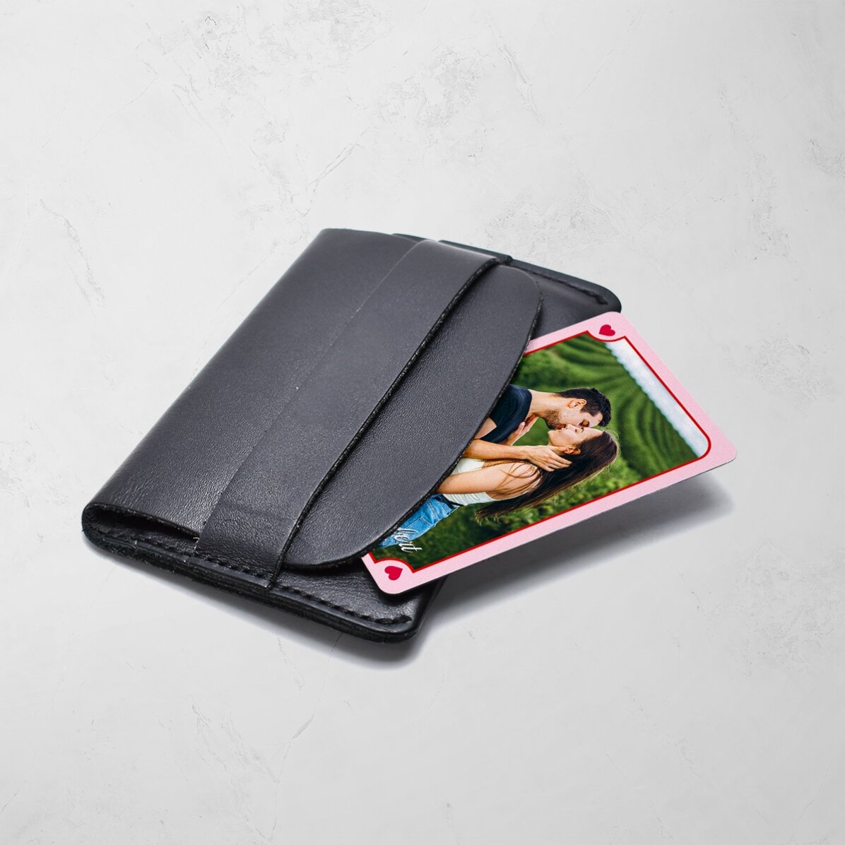 Card aluminiu personalizat față-verso cu 2 poze și text - Love