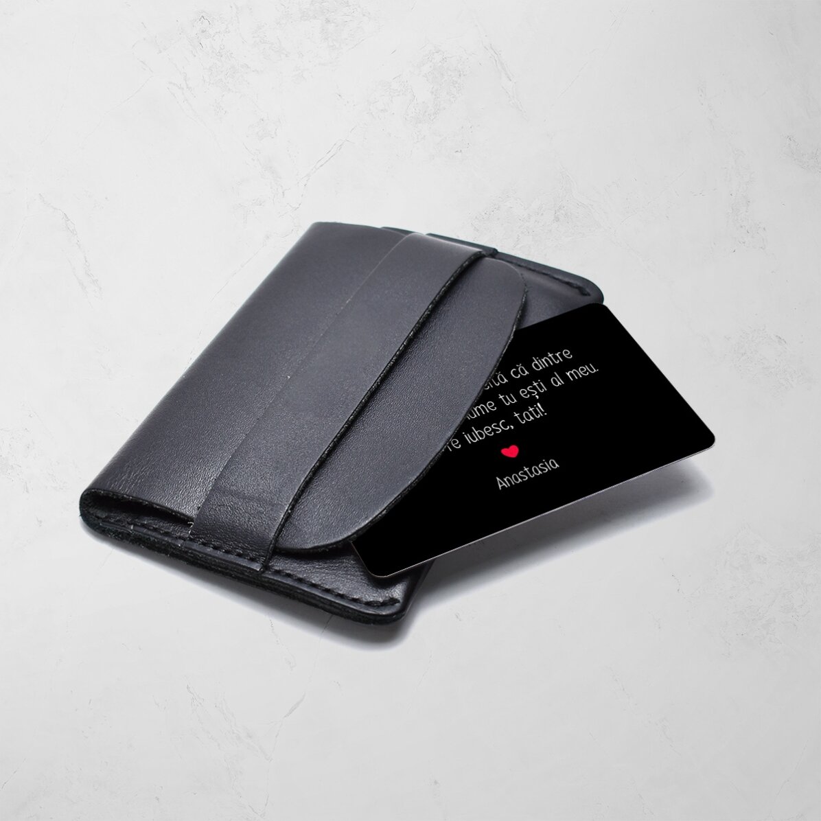 Card aluminiu personalizat față-verso cu 3 fotografii și mesaj