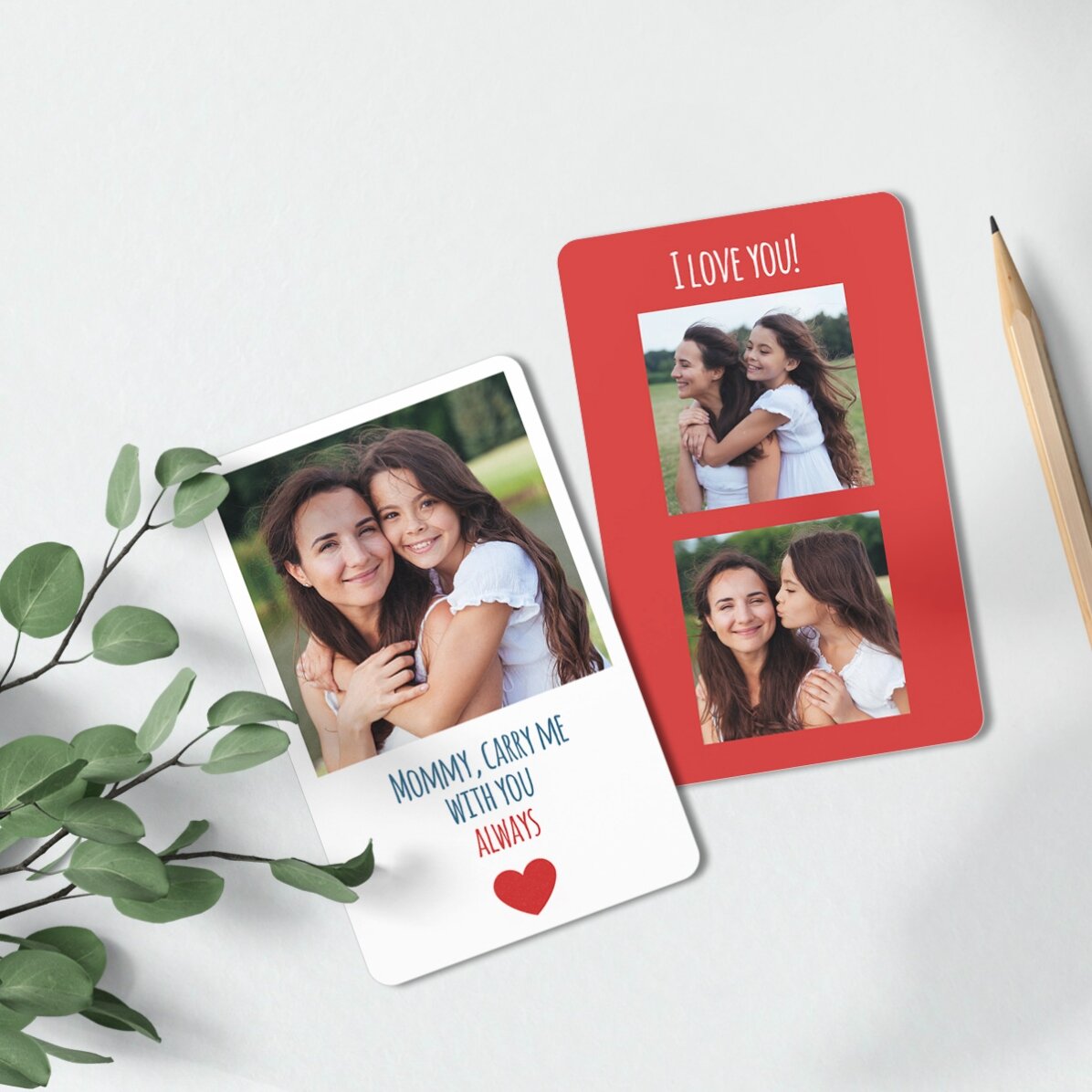 Card aluminiu personalizat față-verso cu 3 poze și mesaj