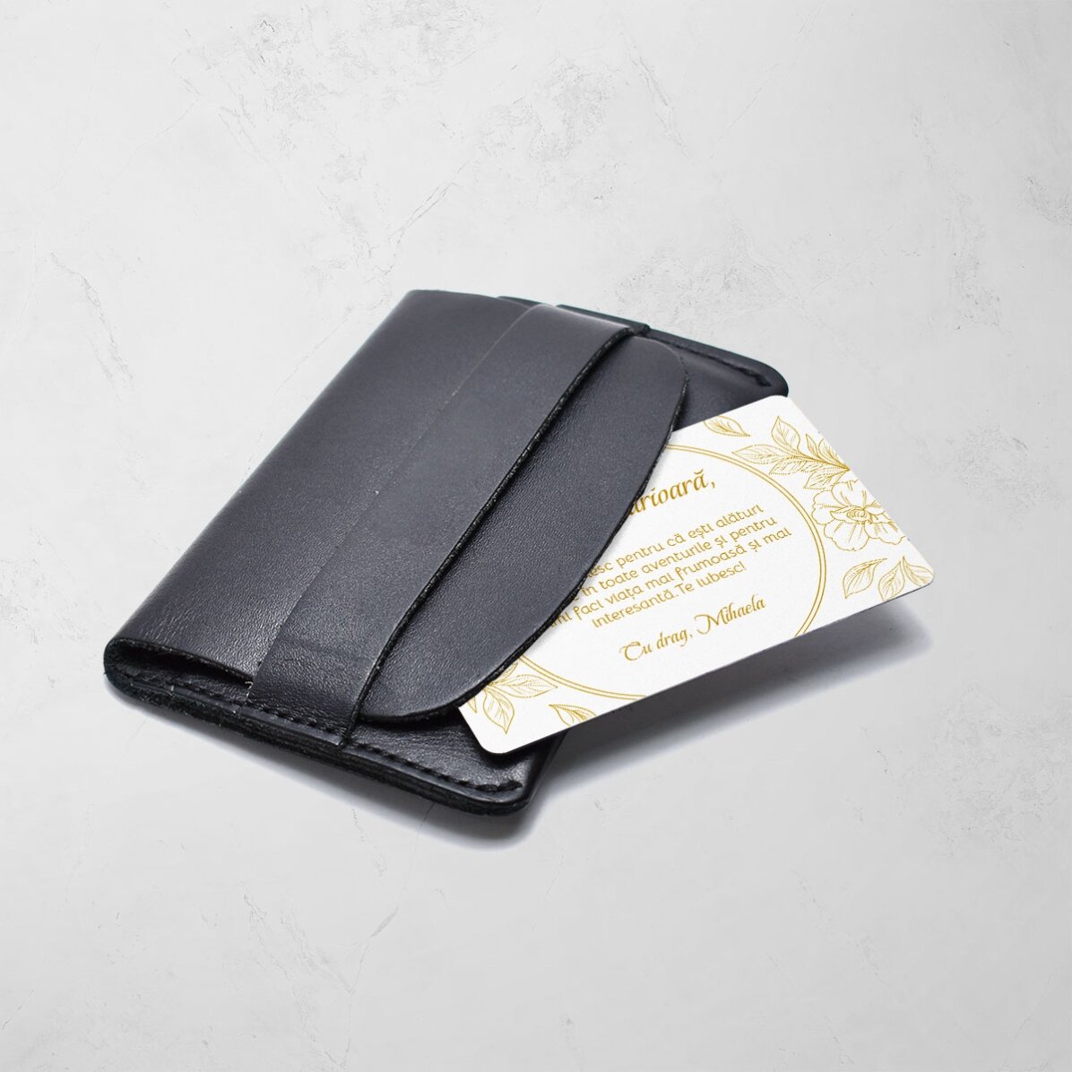 Card aluminiu personalizat față-verso cu mesaj și o fotografie - Mulțumire