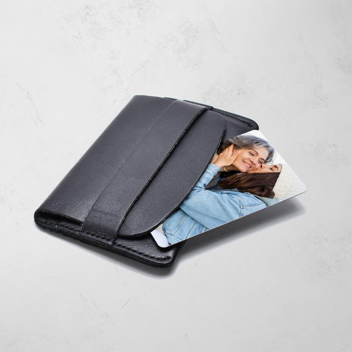 Card aluminiu personalizat față-verso cu mesaj și o poză - Mama