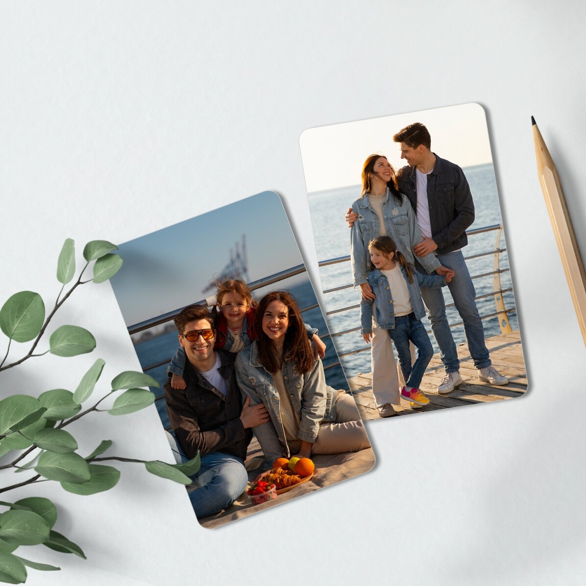 Card aluminiu personalizat față-verso cu poze portret