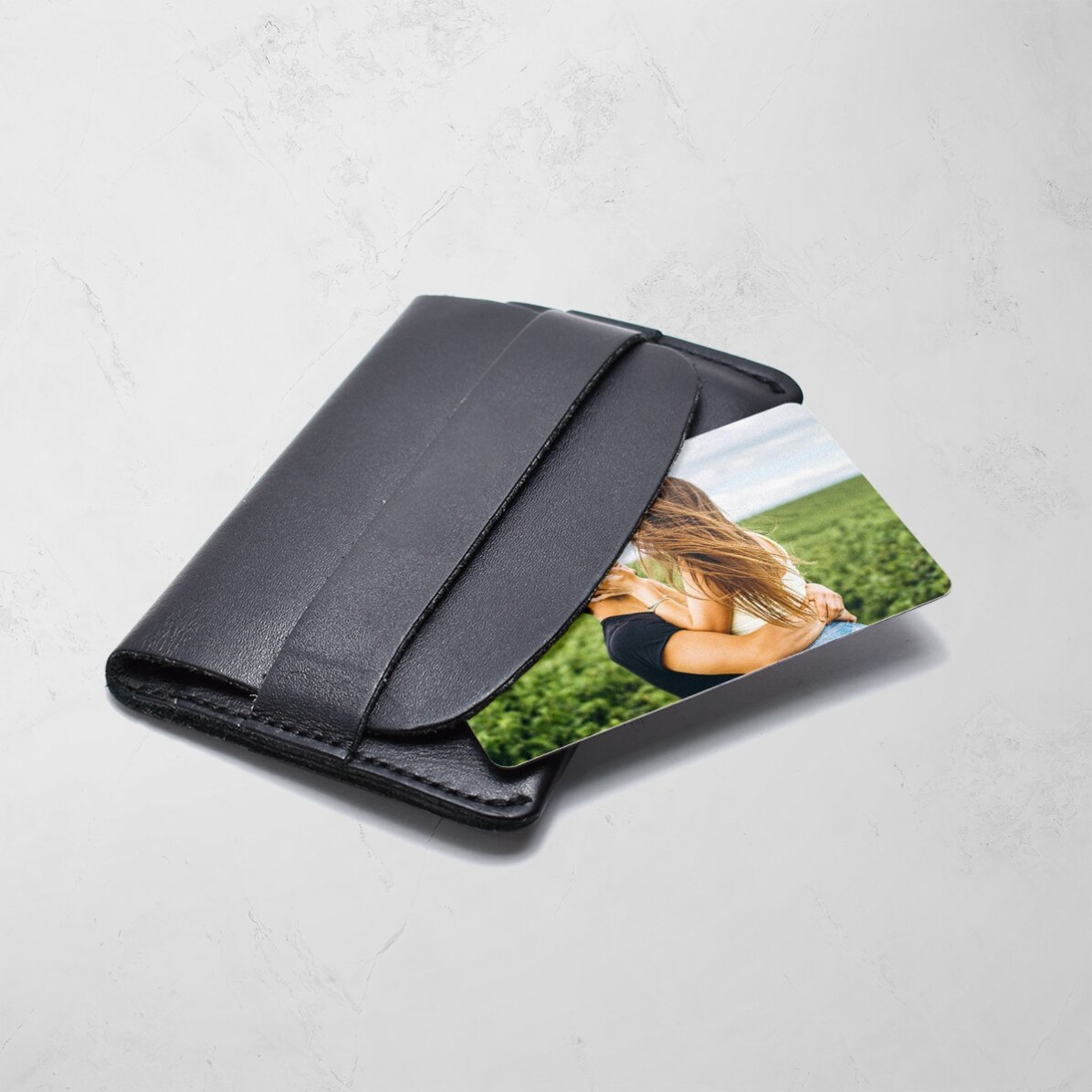 Card aluminiu personalizat față-verso cu o poză și mesaj