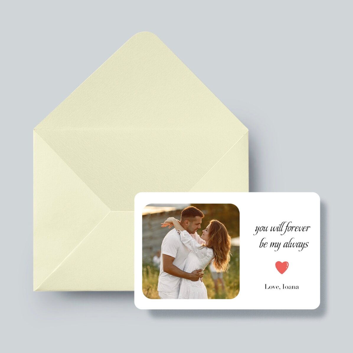 Card aluminiu personalizat față-verso cu o poză și text - Hearts