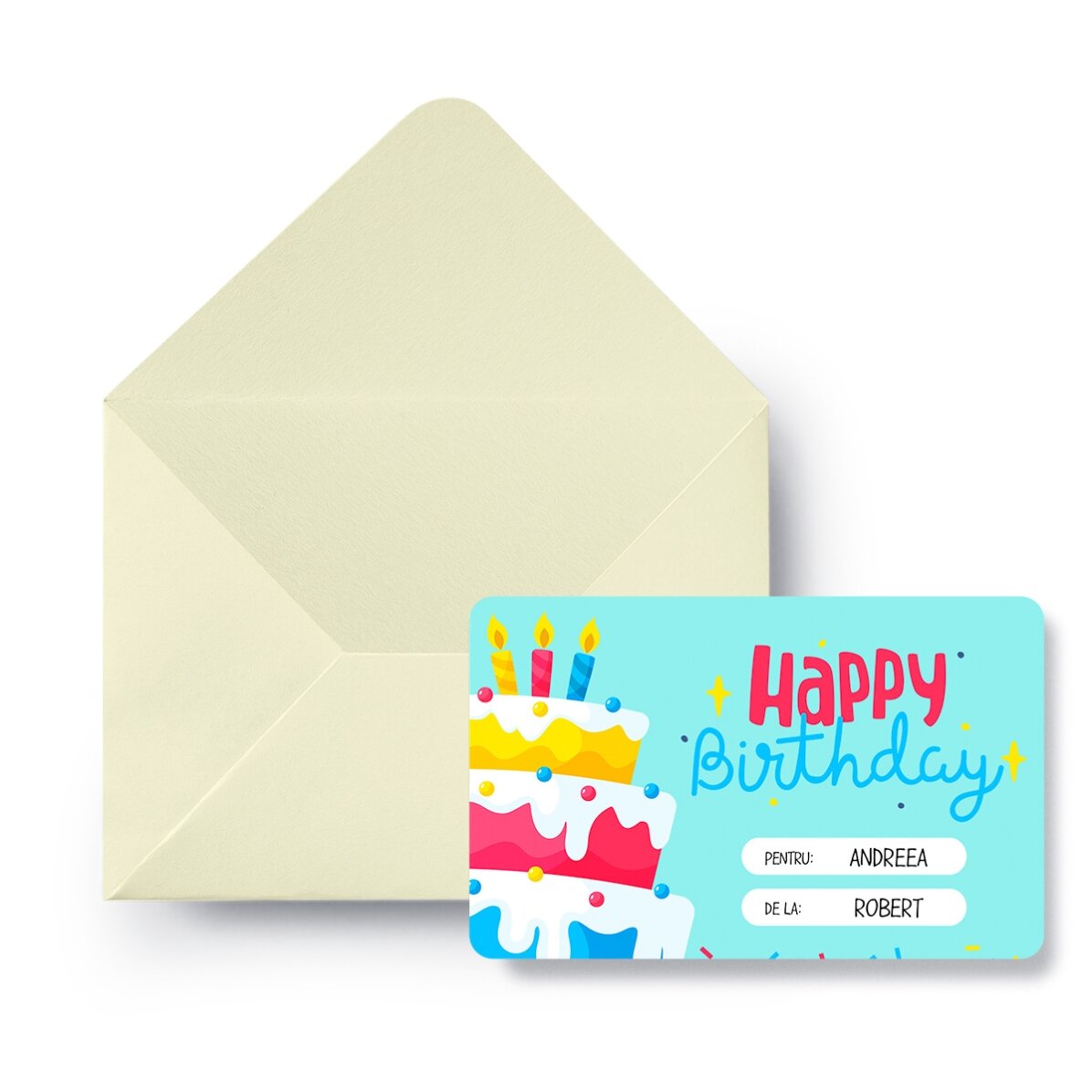 Card aluminiu răzuibil personalizat față-verso cu mesaj - Happy Birthday
