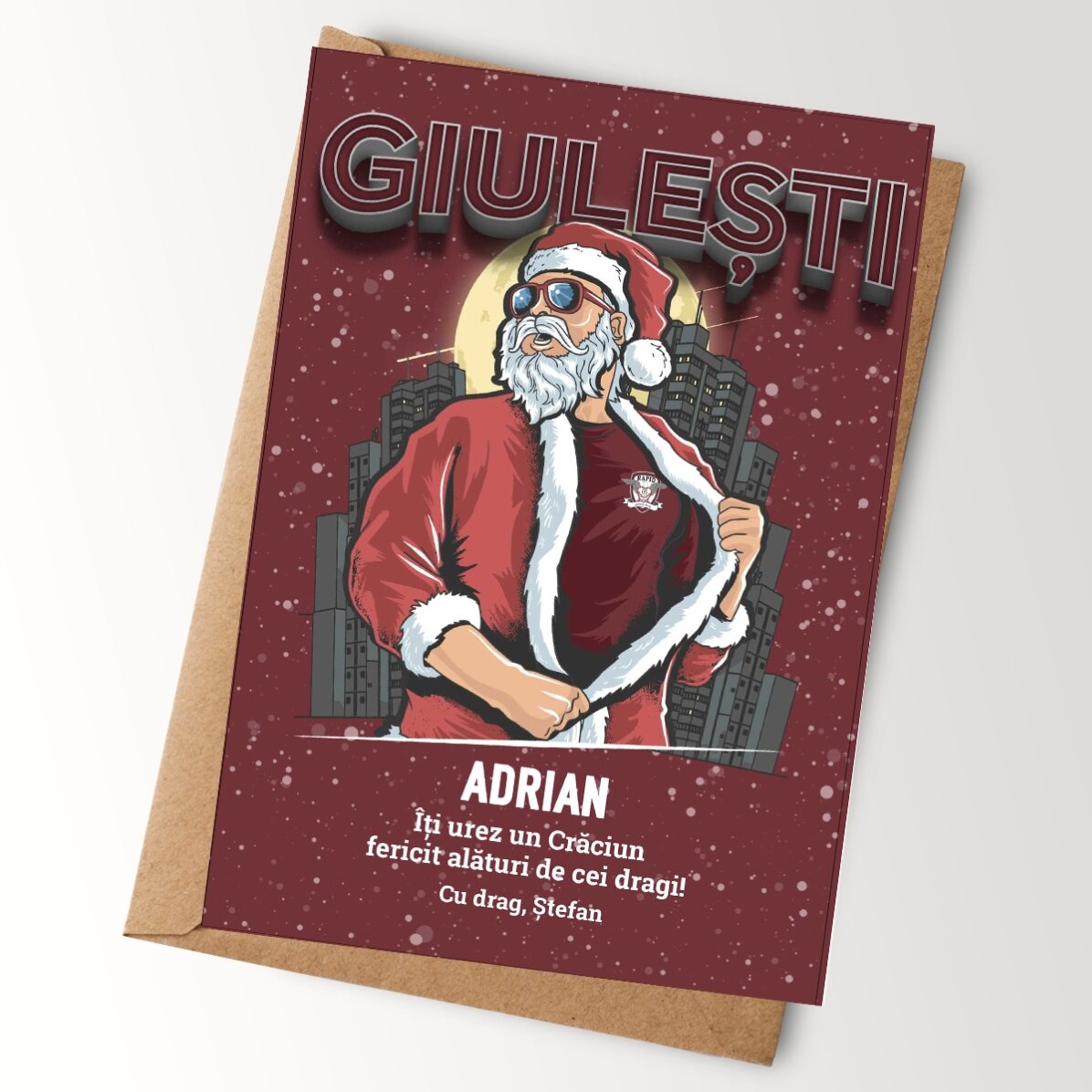 Card FC Rapid personalizat cu text - Moșul din Giulești