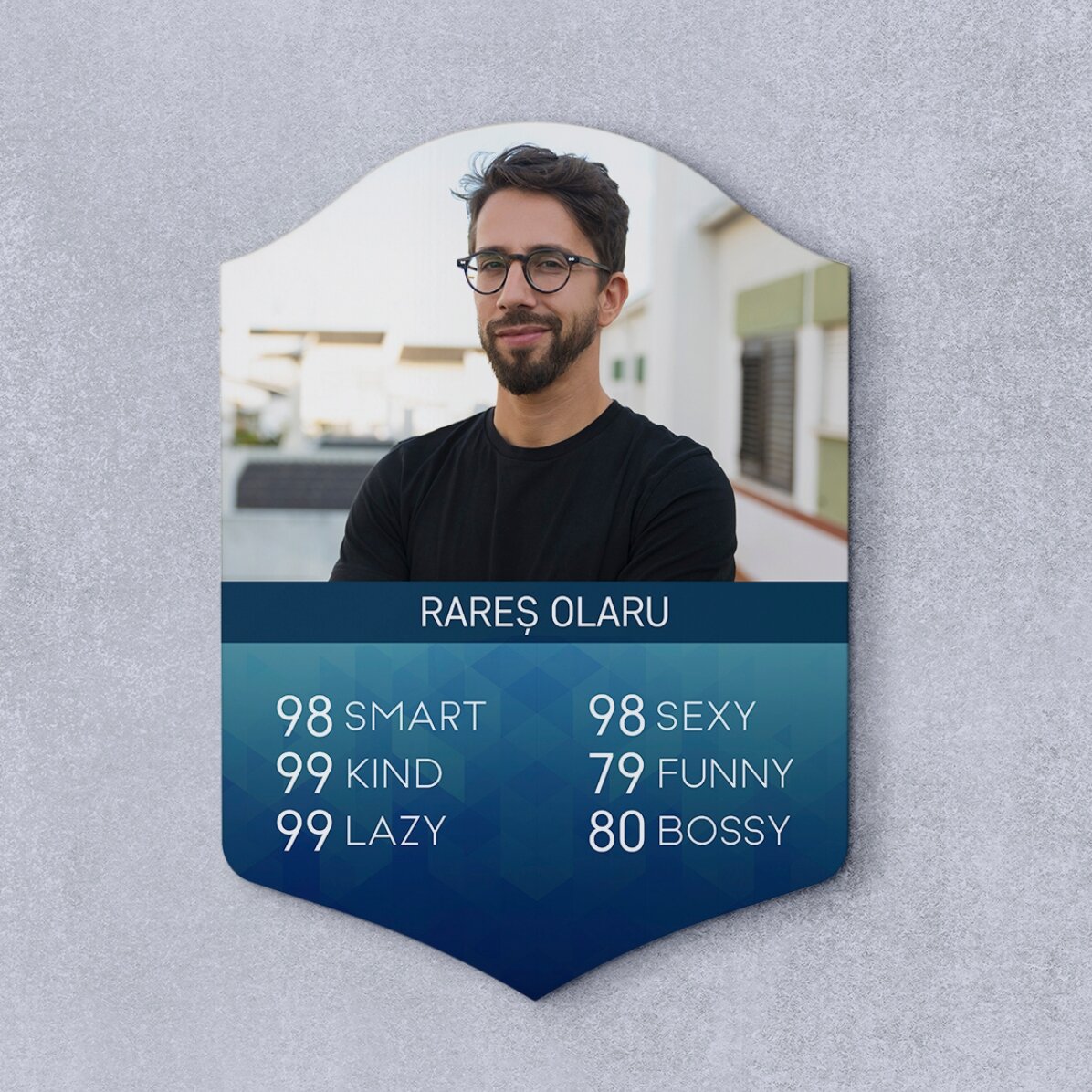 Card FIFA personalizat cu o poză și statistici - Descriere persoană