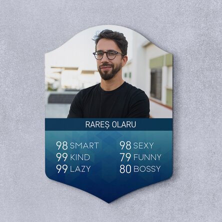 Card FIFA personalizat cu o poză și statistici - Descriere persoană