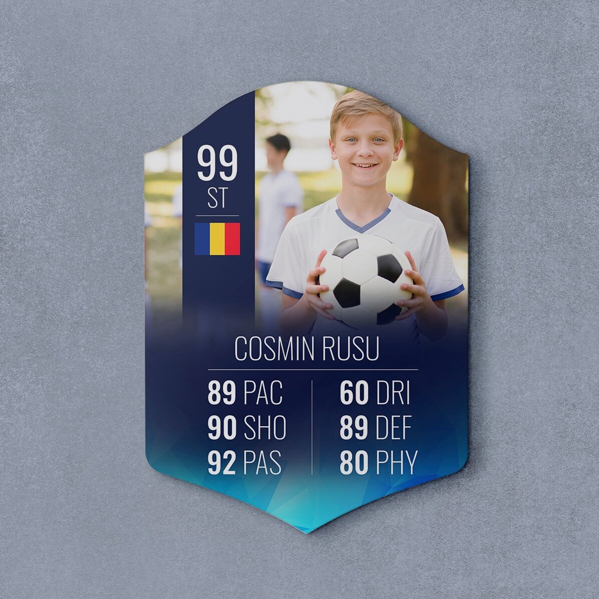 Card FIFA personalizat cu o poză și statistici - Fotbalist