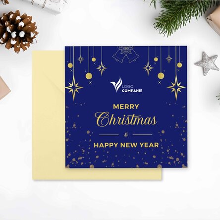 Card pătrat personalizat cu logo și mesaj - Merry Christmas