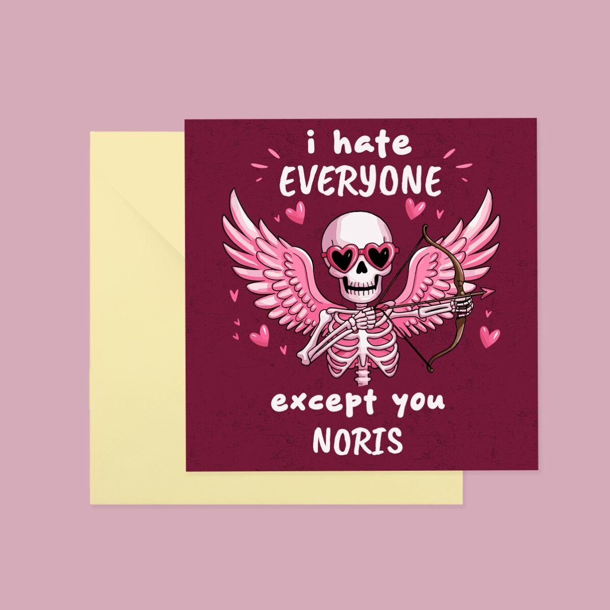 Card pătrat personalizat cu text - Hate everyone