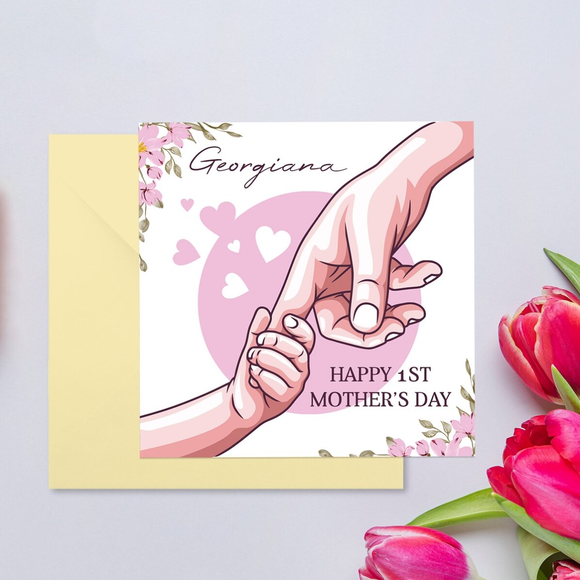 Card pătrat personalizat cu text - Mama