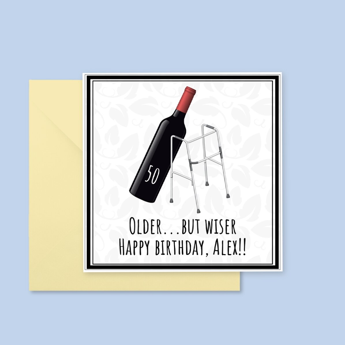 Card pătrat personalizat cu text - Older but wiser