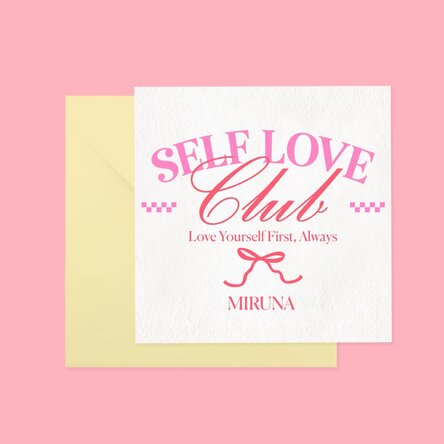 Card pătrat personalizat cu text - Self Love Club