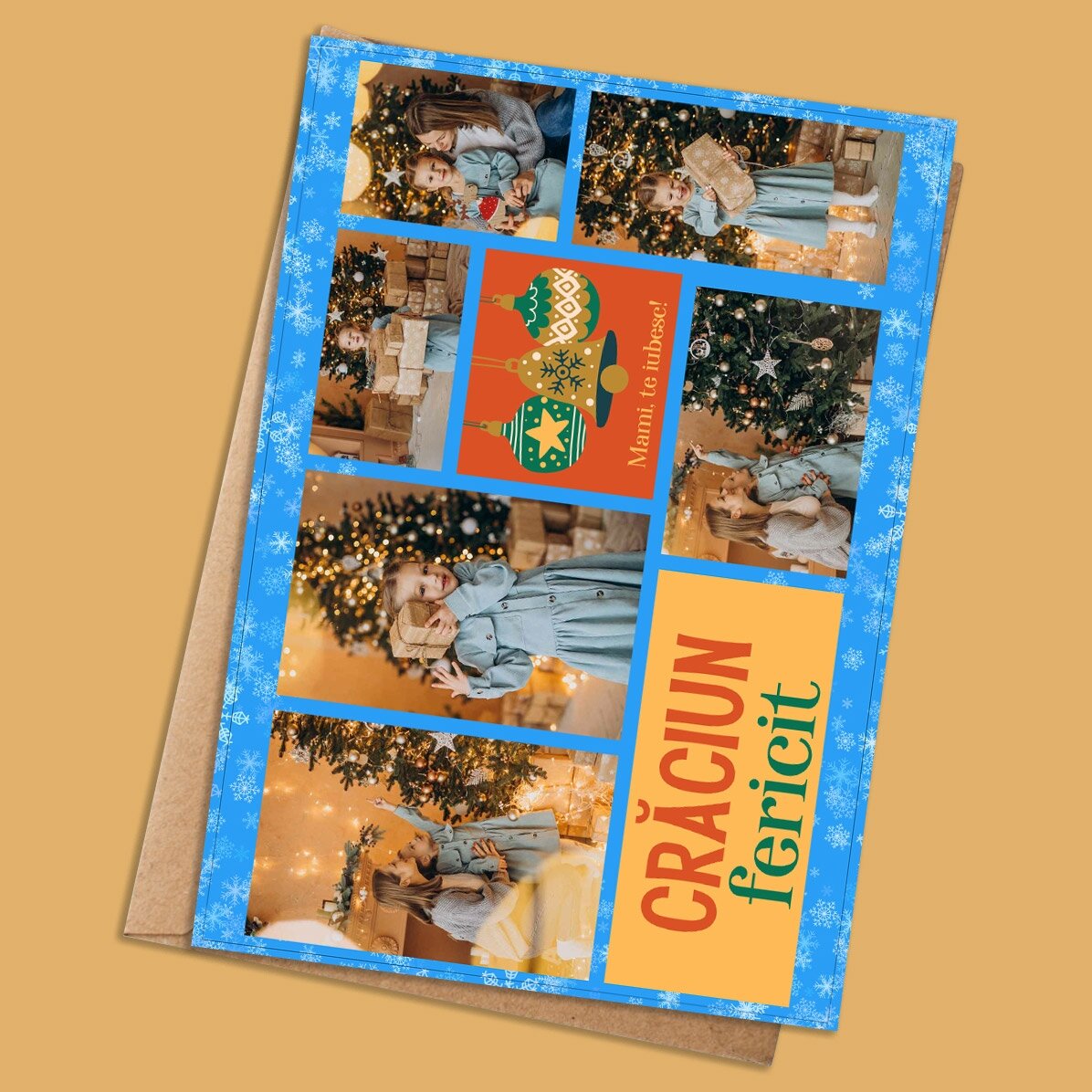 Card personalizat cu 6 poze și text - Holly Jolly