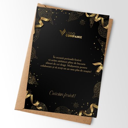 Card personalizat cu logo și text - Golden Christmas
