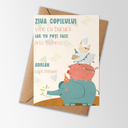 Card personalizat cu mesaj - Animal Party
