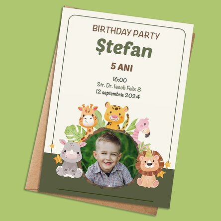 Card personalizat cu poză și mesaj - Invitatie de zi de naștere  
