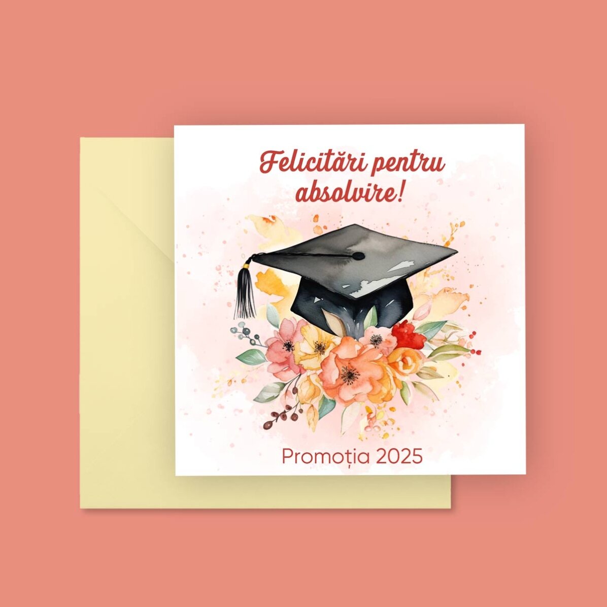 Card pătrat personalizat cu text - Felicitări!