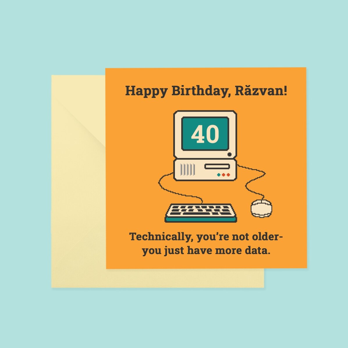 Card pătrat personalizat cu text - Happy Birthday!
