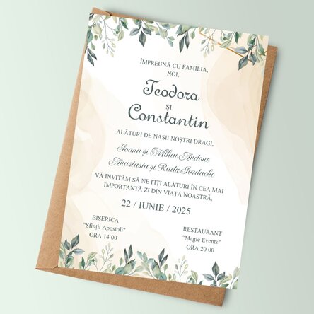 Card personalizat cu text - Invitație nuntă Elegance